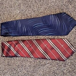 Burberry Ties 2 ct Red Burgundy Silver Maroon Black Blue Navy